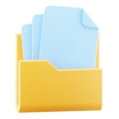 Folder and file 3d icon. business document illustration isolated.