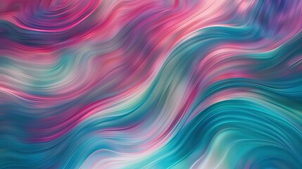 Dynamic abstract waves in iridescent shades of turquoise and magenta