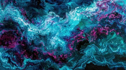 Fototapeta na wymiar Dynamic abstract waves in iridescent shades of turquoise and magenta