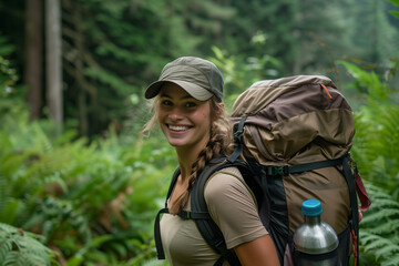 Fototapeta premium Happy Camper in a Verdant Woodland