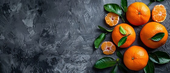 Fresh organic mandarin oranges, tangerine fruits, top view - obrazy, fototapety, plakaty