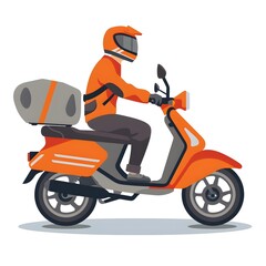 Delivery on motorbike  - obrazy, fototapety, plakaty