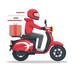 Delivery on motorbike  - obrazy, fototapety, plakaty