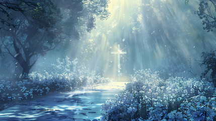 Garden of God: The Majestic Crystal Cross Shining with Perfection - Image #1 - obrazy, fototapety, plakaty