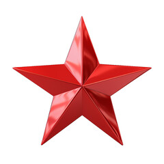 Red star on a transparent background. 3d rendering. Computer digital drawing.