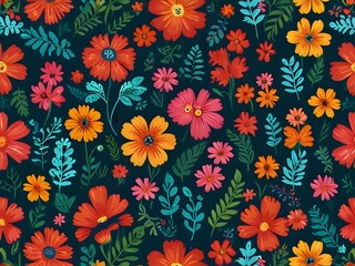 Fototapeta na wymiar Seamless pattern with flowers. Floral Seamless Graphic Pattern for background.