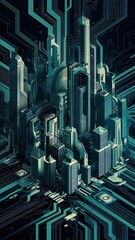 Illustrate a high-tech vector background with intricate circuitry patterns