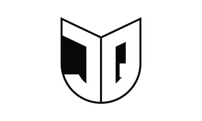 JQ initial letter bat icon gaming logo design vector template. batman logo, sports logo, monogram, polygon, war game, symbol, playing logo, abstract, fighting, typography, icon, minimal, wings, battle