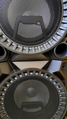 Speakers from music equipment in black color