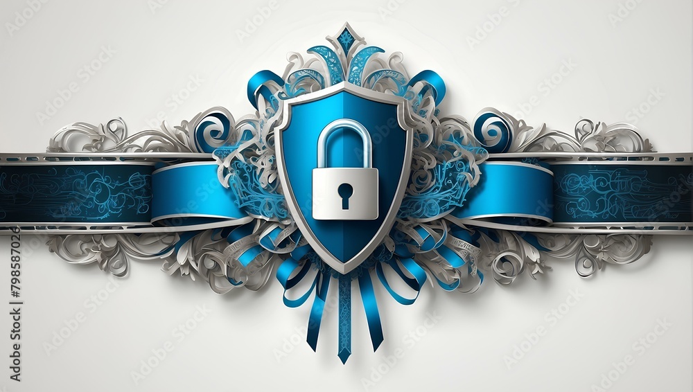Poster digital security emblem: a vibrant visual emblem embodying digital security, designed to represent c