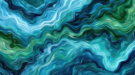 Fototapeta premium Fluid motion waves in a cosmic palette of indigo and cosmic green