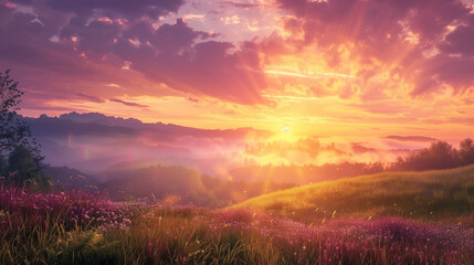 Radiance Repair is illustrated through a sunrise over a rejuvenated landscape. 