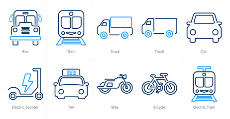 A set of 10 mix icons as bus, train, truck
