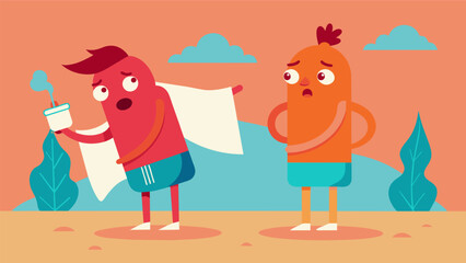 Fototapeta premium As the heat intensifies the characters start to sweat and their towels begin to droop from their bodies..