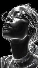 A beautiful woman's face, girl with fashionable style Ai Generated