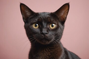Obraz premium Portrait of Havana Brown cat looking at camera. Studio shot.