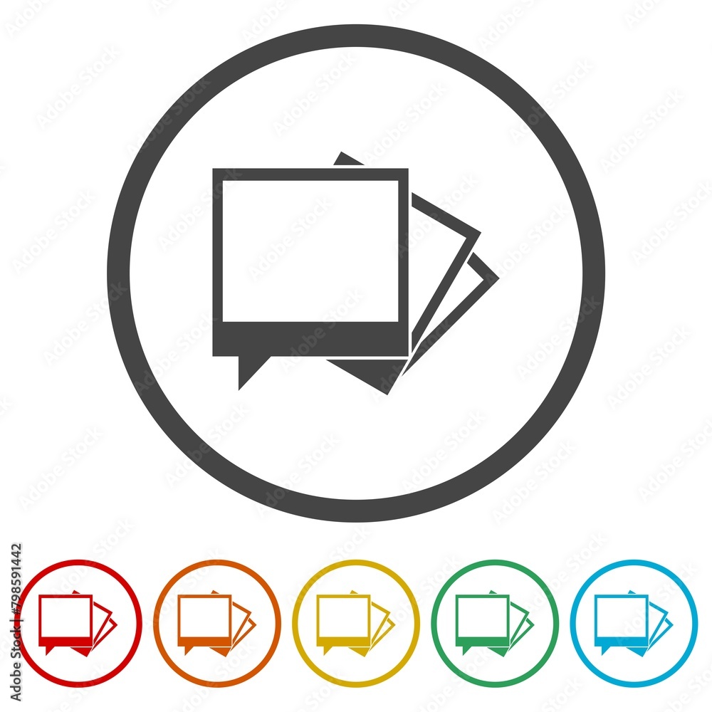 Poster pictures images icon. set icons in color circle buttons