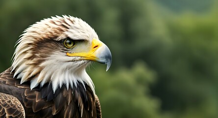Close up view of an eagle bird showing its head and beak
