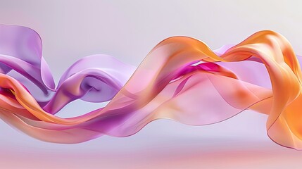 Gradient burst of colors resembling a silk ribbon dance in ethereal lavender and peach