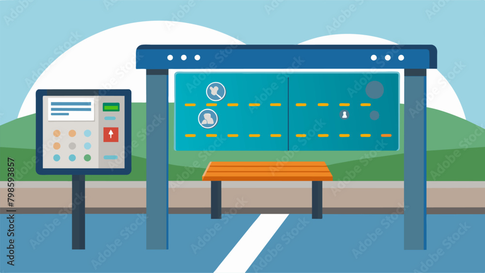 Poster a tactile map installed at a bus stop featuring raised surfaces and braille instructions for visuall