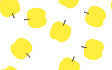 Yellow apples isolated on a white background. Seamless pattern. Flat style. Background for paper, cover, textile, dishes, interior decor.

