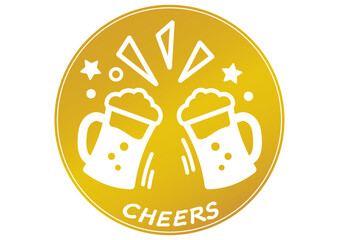 ビールジョッキで乾杯するイラスト素材2
