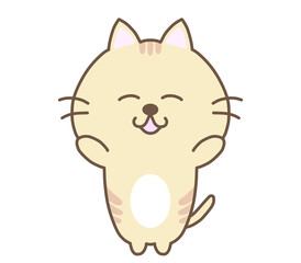 笑顔で喜ぶねこ