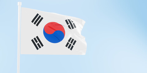 South Korea flag of silk-3D illustration. 3d render.