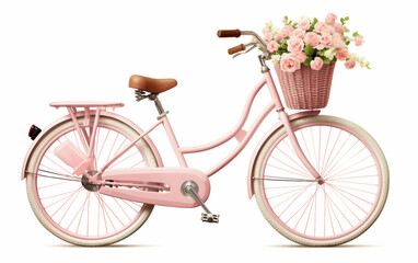 Fototapeta na wymiar Vintage Inspired Pink Bike on white background.