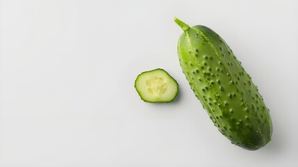 Fresh cucumber on a white background, Cucumber and slices isolated on white background. Cucumber Clipping Path. Professional food ai generated 