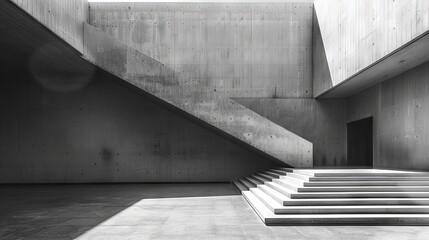 Architectural symmetry of a minimalist staircase.