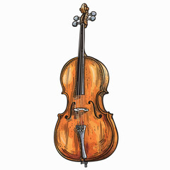 Hand drawing of a cello on a white background. Vector illustration