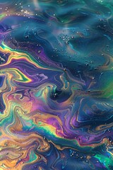 This image captures the magical essence of fluid art with radiant swirls and wavy patterns evoking a sense of wonder and imagination