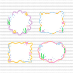 cute ocean theme notepad frame design collection for journal book