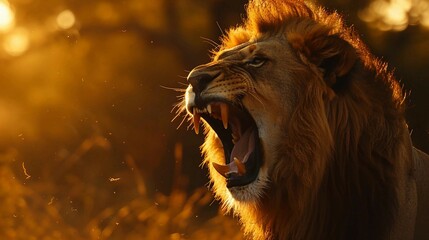 Close up of roaring lion