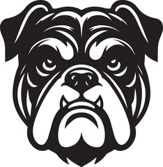 bulldog face - isolated outlined vector illustration