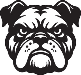bulldog face - isolated outlined vector illustration