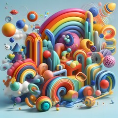 Vibrant Spectrum Abstract Rainbow Objects Collection for Creative Projects