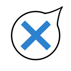 吹き出し（バツ・青・線画なし・右上）