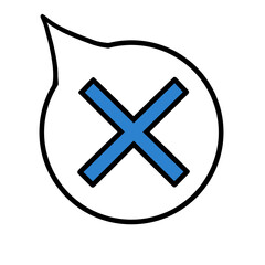 Obraz premium 吹き出し（バツ・青・左上）