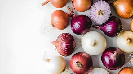 Onions on white background ai generated 
