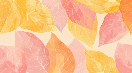 vector illustration of summer leaves and palm tree leaves in pink