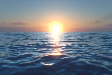 Create a digital CG 3D rendering of a frontal view of the evening sea