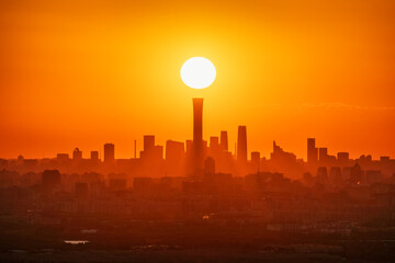 Orange sunrise of Beijing City