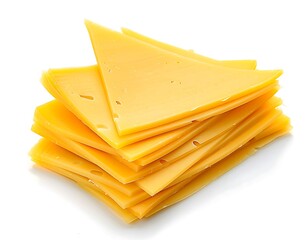 A pile of yellow cheese slices isolated on white background - Powered by Adobe