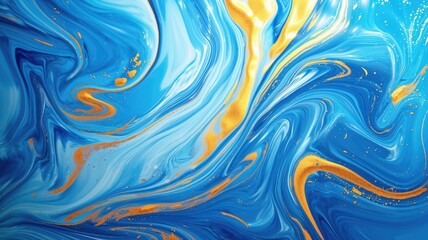 The abstract picture of the two colours between blue and yellow colour that has been mixed with each other in the form of the ink or liquid to become beautifully view of this abstract picture. AIGX01.