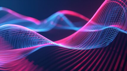 abstract background with glowing lines - Neon Waveforms - Luminous neon waves flow in a seamless digital landscape.