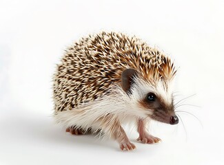 Obraz premium A cute baby hedgehog isolated on a white background 