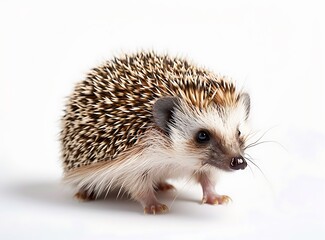 Obraz premium A cute baby hedgehog isolated on a white background 