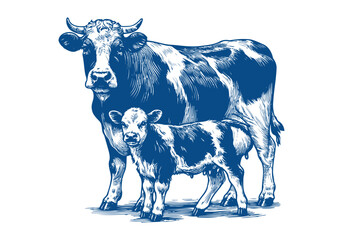 Cow vector. Hand drawn illustration